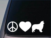 Peace love Aussie sticker *H93* 8" vinyl australian shepherd