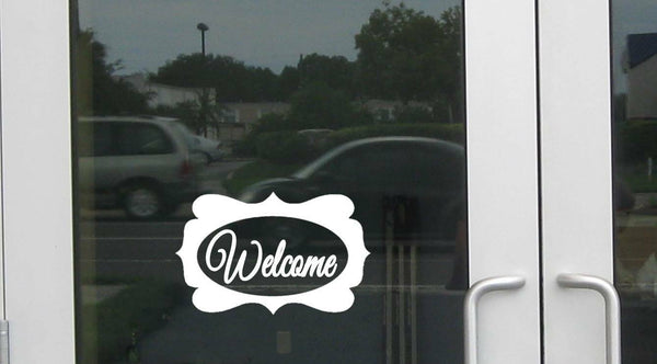 Welcome Fancy J878 8 inch wide Sticker business store sign Decal