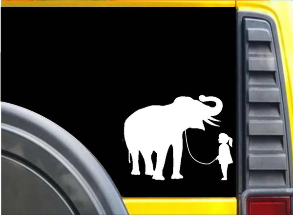 Girl Walking Elephant Matter Sticker k628 6 inch rescue decal