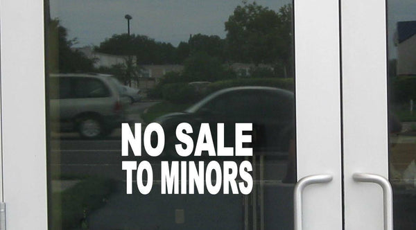 No Sale to Minors J881 8 inch wide Sticker business store sign Decal