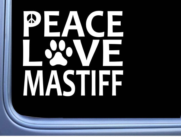 Mastiff Peace Love L624 Dog Sticker 6" decal