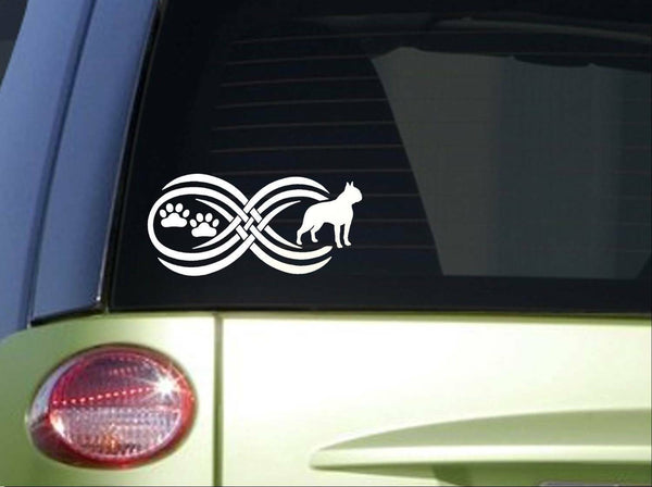 Tribal Boston Terrier Infinity Sitcker *I790* 8.5 inch wide decal