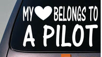 My heart belongs to a pilot *D764* sticker decal stewardess soldier plane