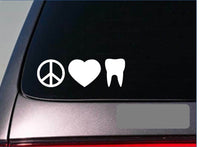 Peace Love Tooth *F438* sticker decal dentist dental hygienist assistant