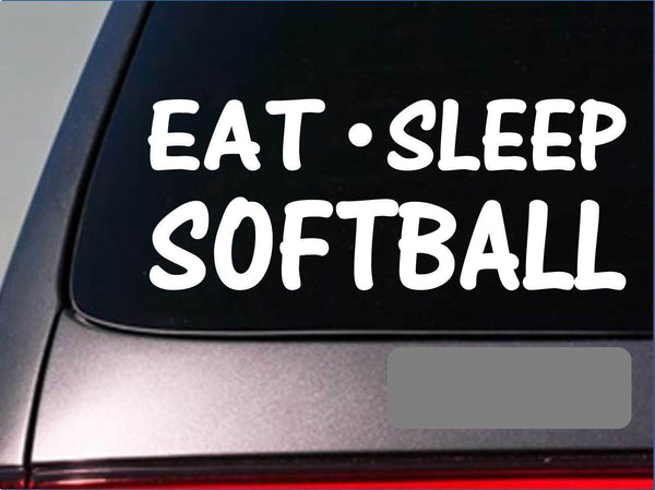 Eat Sleep Softball Sticker *H12* 8" vinyl fastpitch glove catcher homerun