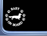 Baby on Board Dachshund Longhair L512 6" Sticker dog decal