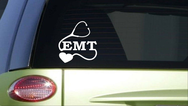 EMT heart *I383* 8 inch Sticker decal ambulance stethoscope er hospital scrubs