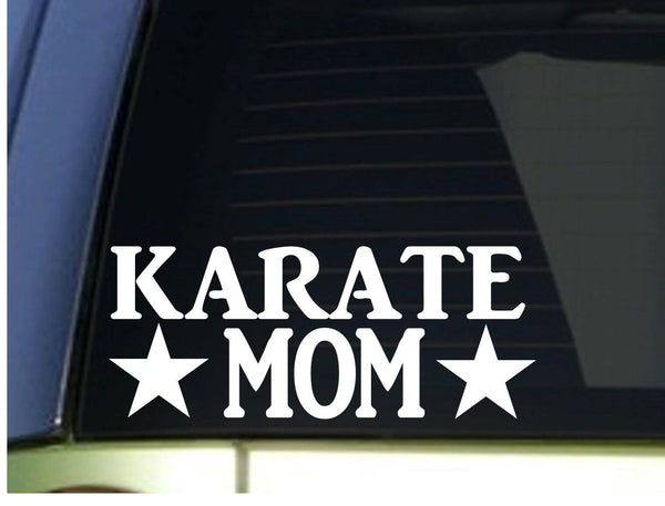 Karate Mom sticker *H328* 8.5 inch wide vinyl ball black belt dojo