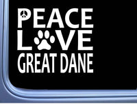 Great Dane Peace Love L629 Dog Sticker 6" decal