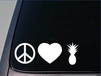 Peace love pineapple sticker *H82* 8" vinyl hawaiian hawaii welcome