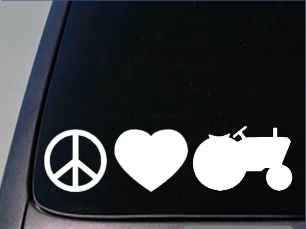 Peace love Tractor sticker *H149* 8" vinyl farmer farm