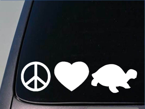 Peace love turtle sticker *H140* 8" vinyl box tortoise