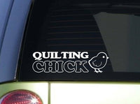 Quilting Chick *J194* 8 inch wide Sticker quilt decal