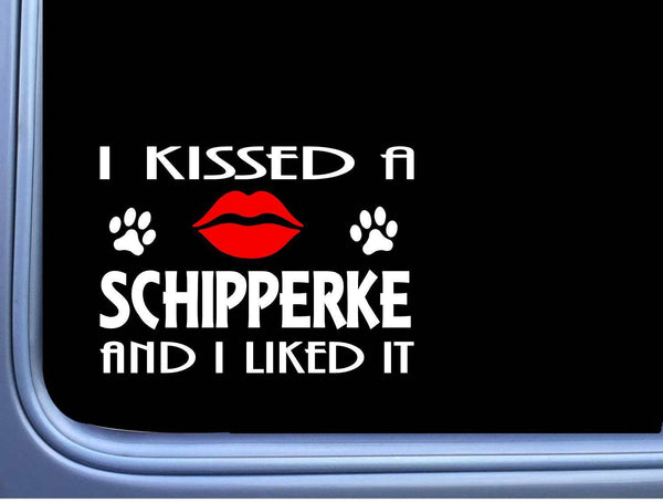 Schipperke kissed L860 8" dog window decal sticker