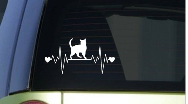 Cat heartbeat lifeline *I191* 8" wide Sticker decal kitten