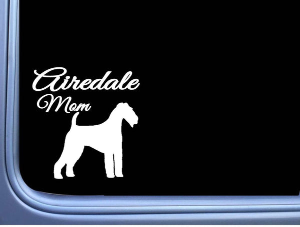 Airedale Mom j848 6" wide Sticker decal dog