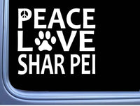 Shar Pei Peace Love L632 Dog Sticker 6" decal