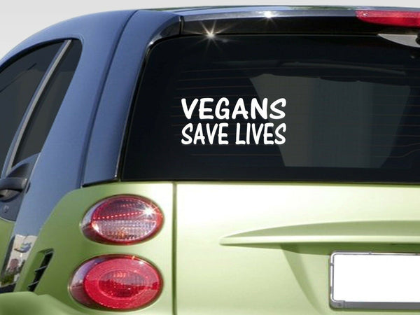 Vegans save lives 6" sticker *E856* decal vegetarian recipe diet meatless vegans