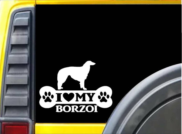 Borzoi Bone L102 8 inch Sticker dog decal