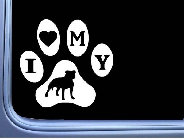 I Heart my Uncropped Pitbull L558 6" Sticker dog paw decal