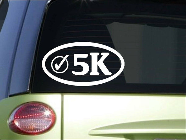 5K Check Oval *H970* 8" Sticker decal run shoes running shorts marathon bottle
