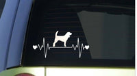 Beagle hound  heartbeat lifeline *I176* 8" wide Sticker decal