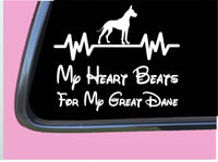 Great Dane Crop Heart Beats for Lifeline TP 387 vinyl 6" dog breed Decal Sticker