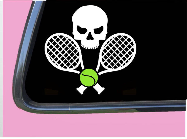 Tennis Skull Boy Sticker TP 408 vinyl 6" Decal racquet balls