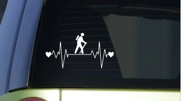 Hiker heartbeat lifeline *I222* 8" wide Sticker decal hking camping tent