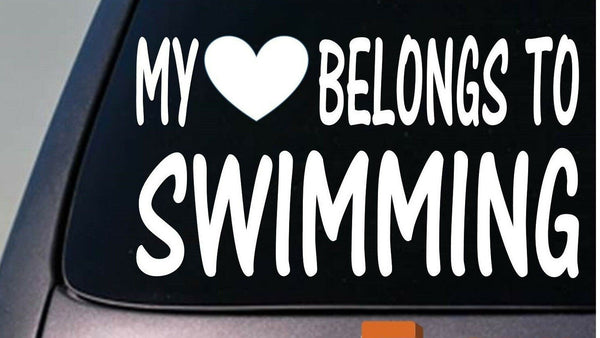 My heart belongs to swimming sticker decal *D862*