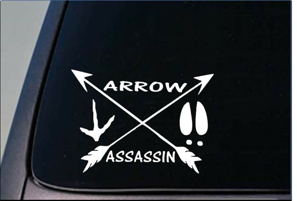 Arrow Assassin sticker *H155* 8" vinyl Bowhunting bow deerstand turkey