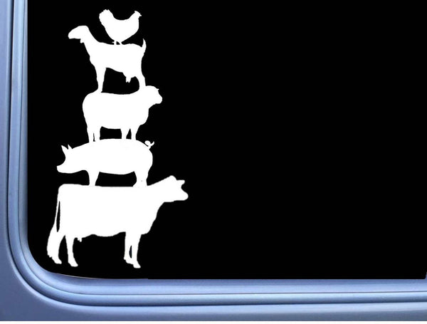 Farm Animals L975 8" Sticker decal stacked cow sheep goat pig chicken love