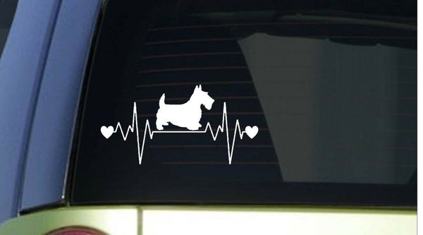 Scottie Scotty heartbeat lifeline *I248* 8" wide Sticker decal scottish terrier