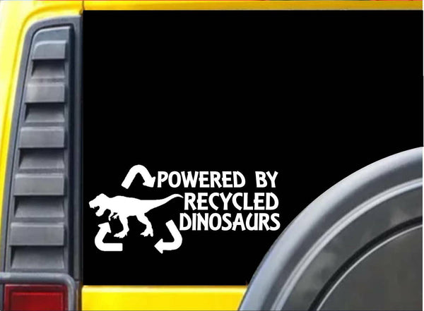 Powered by Recycled Dinosaurs K244 Sticker 8 inch t rex decal