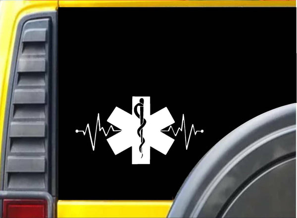 EMT Star of Life K319 8 inch decal lifeline heartbeat sticker