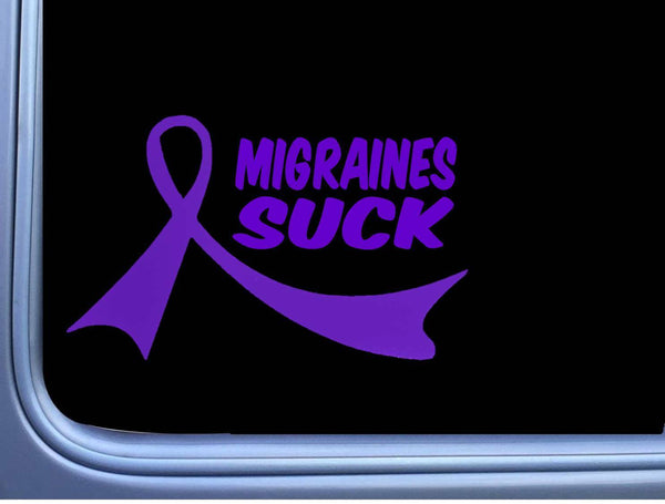 Migraines Suck Purple Ribbon M413 8 inch Sticker decal headache cure