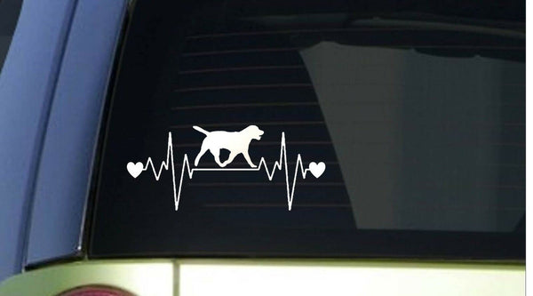 Labrador heartbeat lifeline *I227* 8" wide Sticker decal black lab retriever