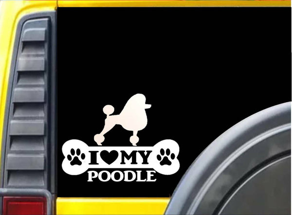 Poodle Bone Sticker L013 8 inch rescue dog decal