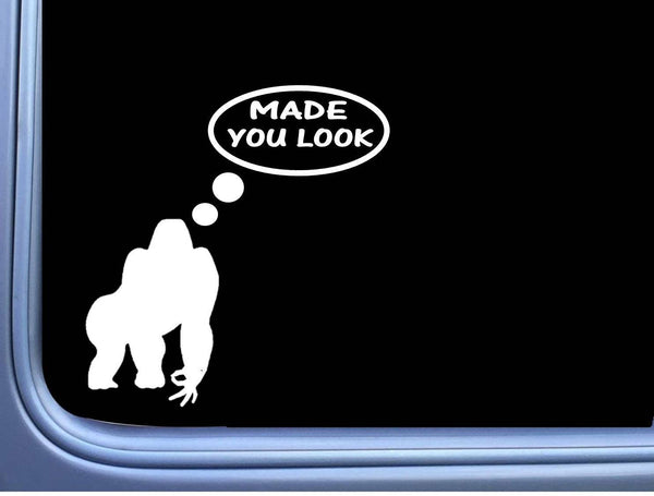 Gorilla Made You Look Circle Game M289 8 inch Sticker silver back harambe