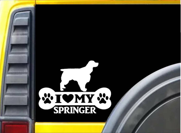 Springer Spaniel Bone L004 8 inch Sticker dog decal