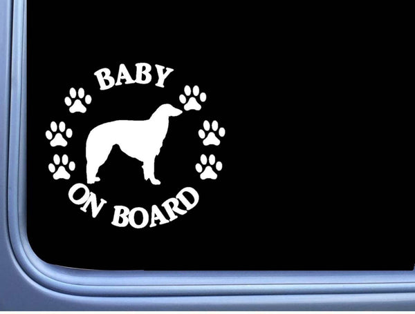 Baby on Board Borzoi L544 6" Sticker russian dog decal