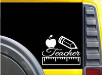 Teacher Apple Ruler Pencil K636 8 inch Sticker teaching decal