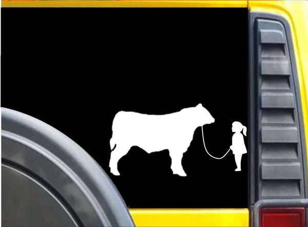 Girl walking Bull Sticker k629 6 inch cattle decal