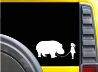 Girl Walking a Hippo Sticker k623 8 inch decal