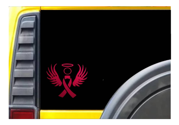 Pink Breast Cancer k030 Ribbon Angel Awareness Sticker 6x5 inch decal sticker