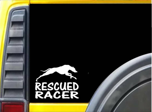 Rescued Racer Sticker k230 8 inch Greyhound whippet decal