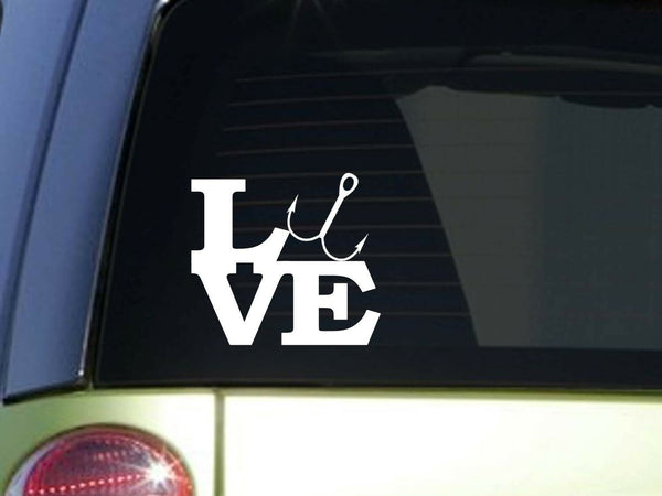 Fishing Love 6" STICKER *F128* fish hook net bait cast rod reel line boat bass