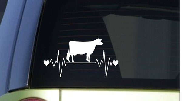 Dairy Cow Lifeline *I906* 8 inch wide Sticker cow heartbeat decal