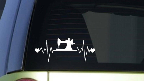 Sewing Lifeline *I910* 8 inch wide sticker heartbeat decal