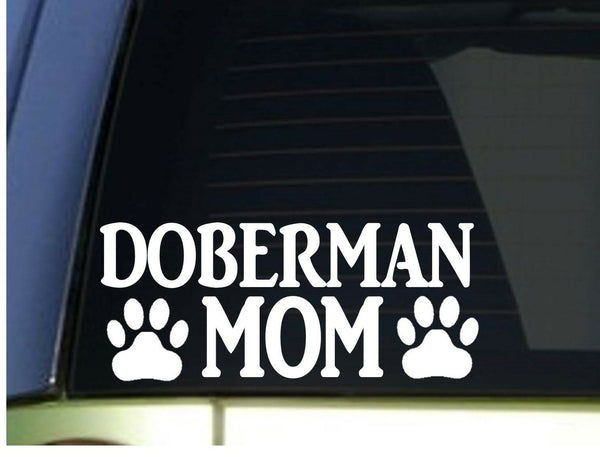 Doberman Mom sticker *H341* 8.5 inch wide vinyl ear crop schutzhund pinscher